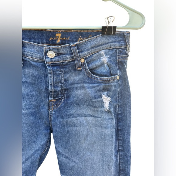 7 For All Mankind Josefina Skinny Boyfriend Jeans Size 26 Distressed Button Fly - Picture 4 of 10